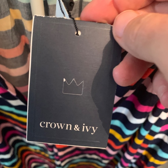 Crown & Ivy multi stripe peasant top nwt. Retail 59.50 - Picture 2 of 7